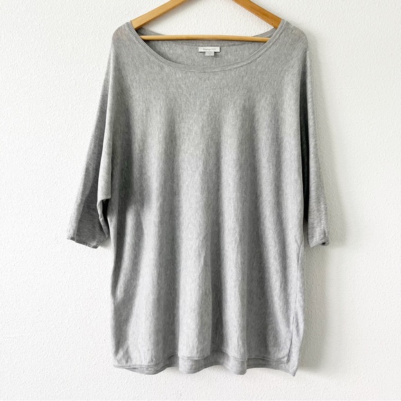 Garnet Hill Tops - Garnet Hill Gray Oversized Silk Cotton Blend Tunic Blouse